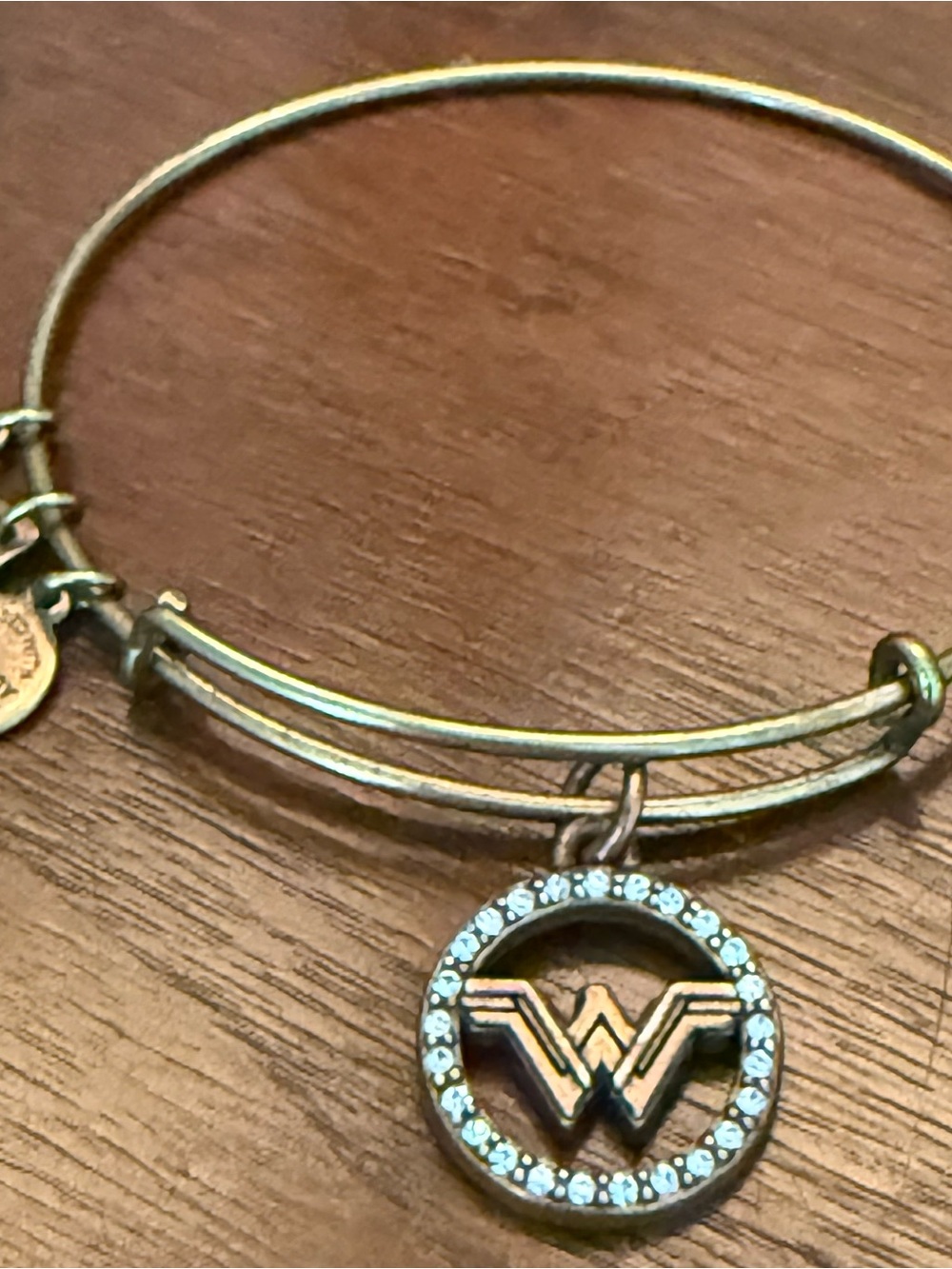 Alex and Ani Gold-Tone Wonder Woman Crystal Circle Charm Bangle